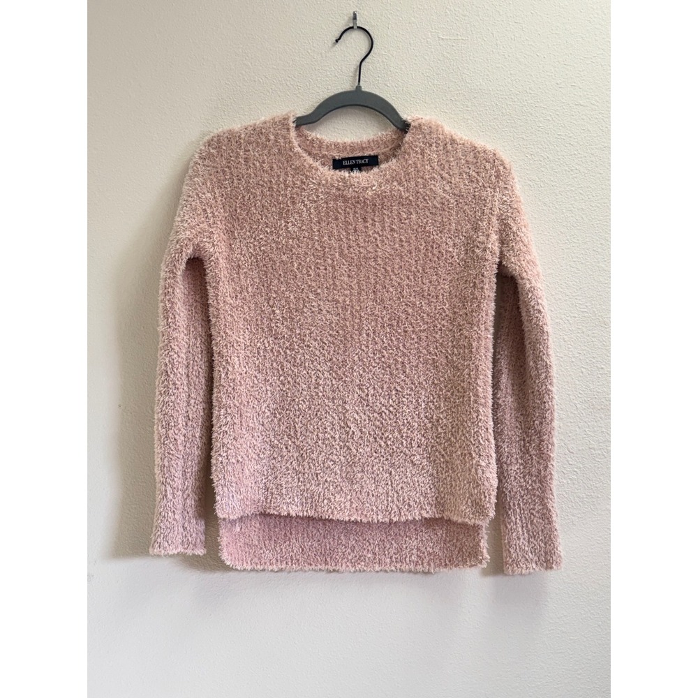 Ellen Tracy Eyelash Knit Sweater Blush Pink Crew Neck EPMF9ST248 Womens XS